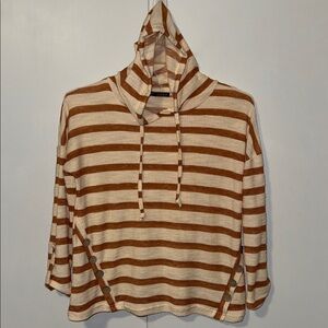 Storybuk Hooded Long Sleeve Top Striped Pullover Women’s M Medium Boho